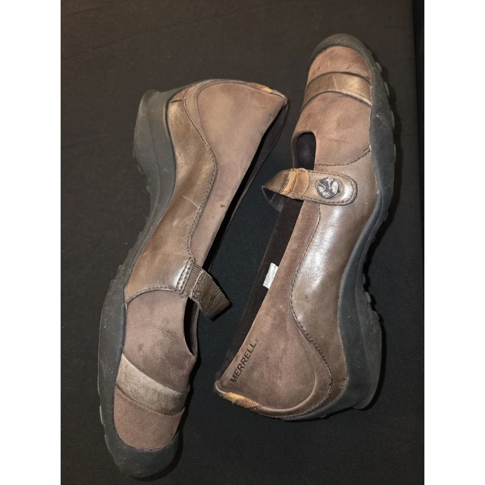 Merrell Eden MJ Mary Jane Multi Brown Ortholite Low Wedge‎ Shoes Women's Size 9
